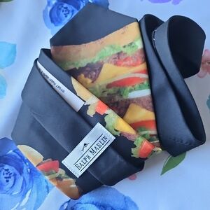 Ralph Marlin Black Tie with Cheeseburger Design